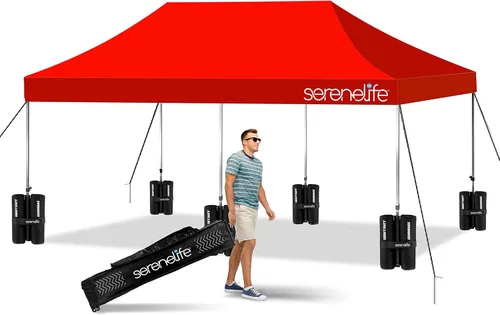 Miniatura 16 de SereneLife - Tienda de campaña desplegable de 10 x 20 pulgadas, toldo plegable, con parte superior de tienda impermeable, bolsa de transporte Blanco