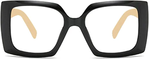 Miniatura 2 de Lentes de lectura cuadrados retro con bloqueo de luz azul para mujeres y hombres, de gran tamaño, antirreflejos, lentes UV Negro/Blanco