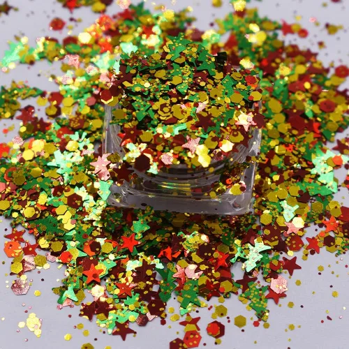 Miniatura 47 de Caja y juego de 12 colores – Árbol de copo de nieve de Navidad Serie de mezclas gruesas con purpurina – Festival Rave Beauty Maquillaje de cara