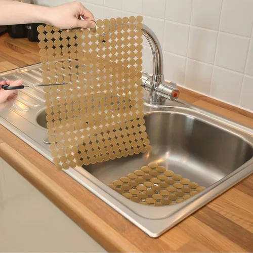 Miniatura 6 de Paquete de 2 alfombrillas para fregadero de cocina para fregaderos de acero inoxidable/cerámica, protectores ecológicos de PVC para la parte Bronce