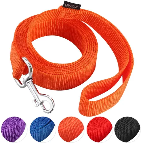 Miniatura 42 de AMAGOOD 6 pies de correas para cachorros/perros, correa de estilo tradicional resistente con gancho de cuello fácil de usar, correa para perros Negro