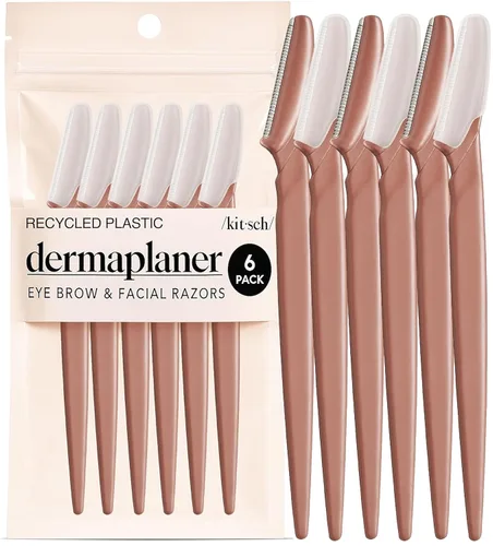 Miniatura 16 de Kitsch Dermaplane - Maquinilla de afeitar facial para mujeres y hombres, maquinillas de afeitar para cejas y afeitadora facial - Maquinilla de Negro