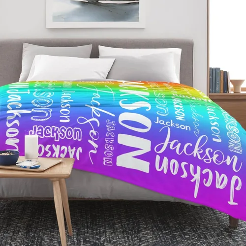 Miniatura 5 de Manta personalizada con nombre para adultos, manta de franela con nombre personalizado para niños y niños, Manta de franela personalizada