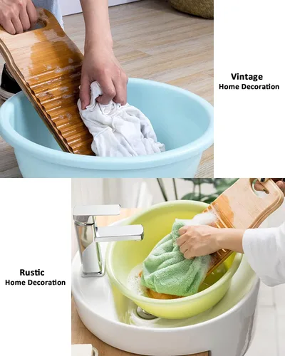 Miniatura 7 de SeptCity - Tabla de lavado para ropa, lavadora de manos antigua para mujer, madera duradera, antideslizante, bambú, herramientas para el hogar