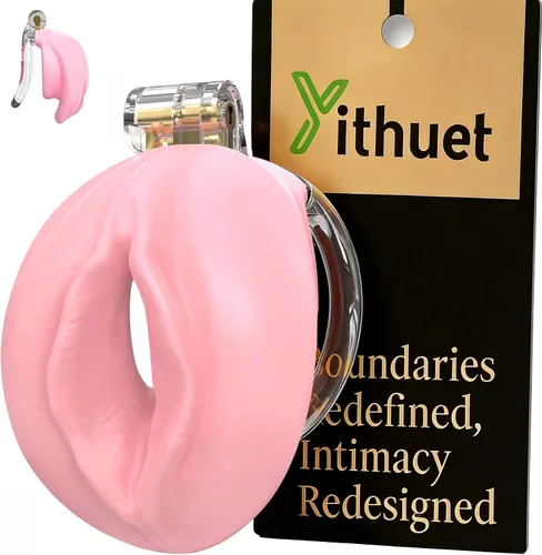 Jaula de castidad para hombre Sissy con una vagina suave y realista - Dispositivo de castidad Yithuet Cobra de material TPE suave, transpirable,