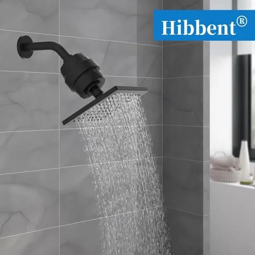 Miniatura 9 de Hibbent Cabezal de ducha filtrado de metal, cabezal de ducha de lluvia de alta presión de 6 pulgadas, filtro de ducha de 20 etapas para suavizador
