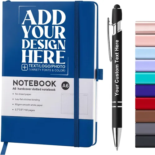 Miniatura 9 de Cuaderno personalizado con bolígrafo, cuaderno A6 personalizable con logotipo/texto/imagen personalizados para el trabajo, la escuela, 192 páginas
