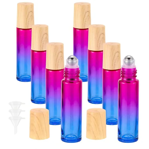 Miniatura 13 de 8 botellas de vidrio de 0.3 fl oz (1/3 oz), color azul y morado, botellas enrollables, envase para aceites esenciales, perfumes, bálsamos labiales