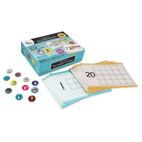 hand2mind Contadores de matemáticas de diez marcos de temporada para niños, fichas de contador de matemáticas para contar y clasificar, juegos de