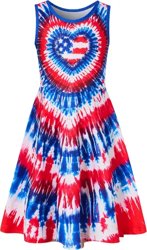 Miniatura 34 de Funnycokid Vestido de Sirena para Niñas, Sin Mangas, de Verano, para Cumpleaños, de Fiesta con Volantes, Ropa de 4 a 13 Años