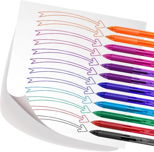 Miniatura 4 de Temiary 12 bolígrafos de gel borrables multicolor, fáciles de borrar, sin manchas, punta fina, colorido, escritura suave para tomar notas, tinta