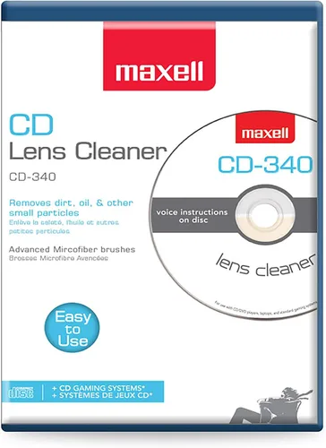 Maxell Limpiador de lentes láser Pro 190048 CD-340 - Reproductor de CD y estación de juegos compacto limpiador de discos compactos - Cepillos de