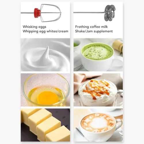 Miniatura 3 de Máquina de espuma de leche recargable USB de mano con 2 batidores de acero inoxidable, mini mezclador eléctrico de 3 velocidades para café, matcha