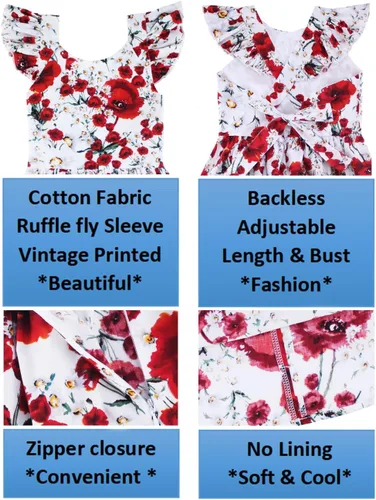 Miniatura 227 de Vestido de verano para niña, de algodón, con diseño floral