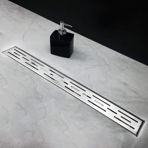 Miniatura 9 de Neodrain - Drenaje lineal rectangular de 24 pulgadas con rejilla de patrón de ladrillo, desagüe de piso de acero inoxidable cepillado 304 para baño