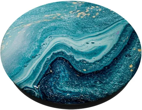 Miniatura 2 de PopSockets PopSockets de mármol turquesa con acento de color dorado PopGrip: agarre intercambiable para teléfonos y tabletas