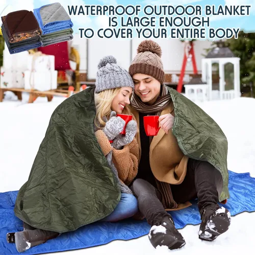 Miniatura 6 de Moukeren 6 mantas de forro polar impermeables para exteriores, manta grande a prueba de viento para estadio, colcha gruesa y cálida para campamento