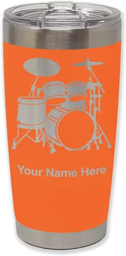 Miniatura 26 de LaserGram Vaso aislado al vacío de 20 onzas, juego de batería, grabado personalizado incluido (negro)