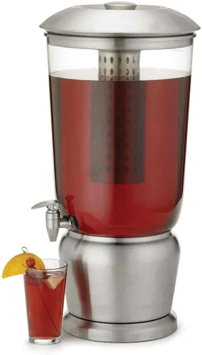 Miniatura 9 de TableCraft 75 Dispensador de bebidas de lujo de 2.5 galones con infusor de frutas y soporte, Tritan y acero inoxidable cepillado, dispensador