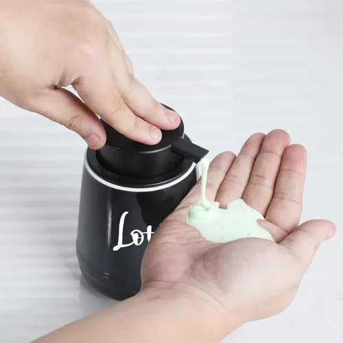 Miniatura 6 de Dispensador de loción de jabón de cerámica, dispensador de jabón de manos (negro, loción etiquetada)