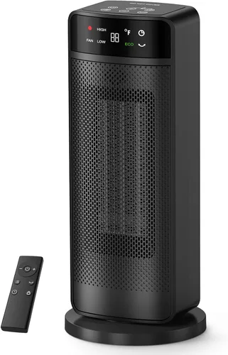 Calentadores de espacio de 1500 W para uso en interiores, calentador eléctrico de cerámica PTC de calentamiento rápido con control remoto, ECO,