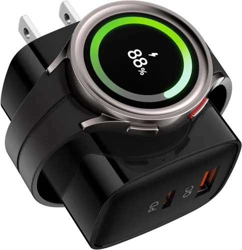 Cargador Samsung Galaxy Watch8, cubo de carga inalámbrico 3 en 1 para Galaxy Watch Ultra 8 Classic 7 6 5, doble puerto USB C + USB A cargador rápido