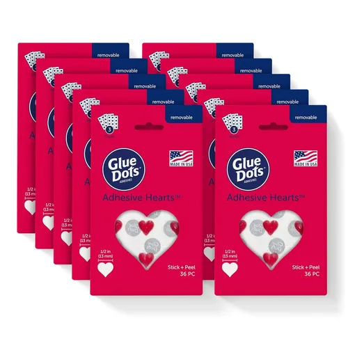 Miniatura 6 de Glue Dots® Adhesive Hearts ™, 1/2", paquete de 1, 36 corazones, San Valentín, tarjetas del día de la madre, álbumes de recortes, adornos