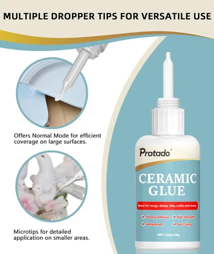 Miniatura 4 de Pegamento para Cerámica, 35g Adhesivo Super Fuerte de Alta Resistencia Transparente, Adhesivo Impermeable y Resistente al Calor para Enlace