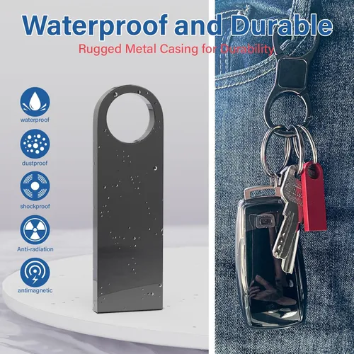 Miniatura 3 de Paquete de 5 memorias USB de 128 GB con llaveros, Wooolken memorias USB 2.0 de metal elegante para PC, computadora portátil, computadora 5 PZAS