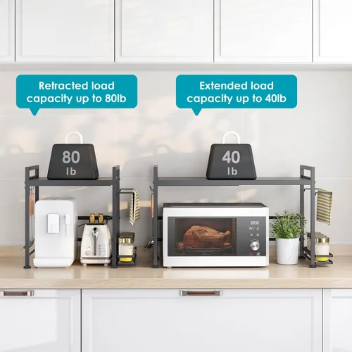 Miniatura 7 de DOLALIKE Estante para Horno de Microondas, Soporte de Microondas Expandible para Encimera, Almacenamiento de Utensilios de Cocina y Vajilla, Estante