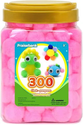 Miniatura 52 de Praisebank 300 pompones de 1 pulgada para artes y manualidades, manualidades en tarro