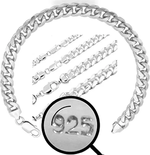 Harlembling Pulsera de eslabones cubanos Miami de plata de ley 925 0197in 0236in 0315in 0394in 0472in 7 - 9 pulgadas fabricado en Italia para hombre