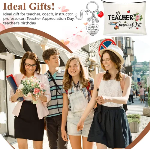 Miniatura 5 de Juego de regalo de agradecimiento al profesor, kit de supervivencia para profesores, llavero con inicial, regalos para profesores de graduación