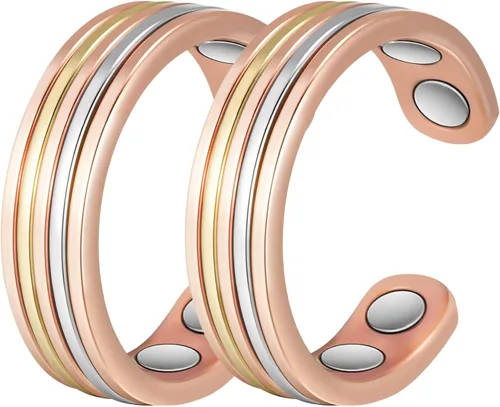 Anillos de cobre para mujer, anillo magnético ajustable de cobre puro (FUTI)