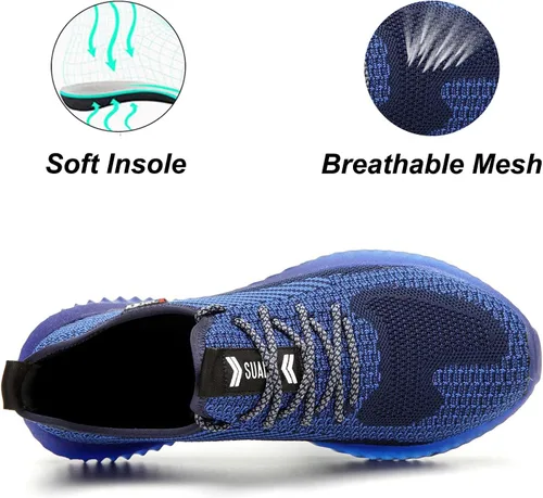 Miniatura 3 de SUADEX Zapatos de punta de acero para hombres y mujeres, zapatos de trabajo indestructibles, cómodos, ligeros, transpirables, de seguridad