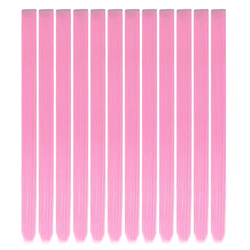 YaFex 12 extensiones de cabello con clip, extensiones de cabello de color de 22 pulgadas, extensiones de cabello sintético largo y lacio para mujer