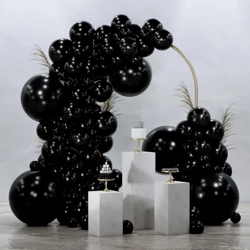 PartyWoo Globos Negros 145 piezas Diferentes Tamaños de 18 12 10 5 Pulgadas Kit de Arco de Globos Negros Guirnalda para Baby Shower Cumpleaños
