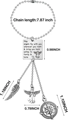 Miniatura 6 de WUSUANED Llavero de viajero de regalo con texto en inglés "May Angels Fly With You Wherever You Roam