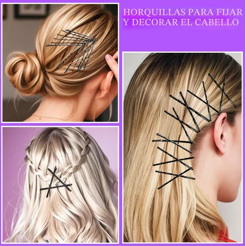 Miniatura 5 de Teenitor 300 horquillas para el cabello, color negro, 100 alfileres negros de 2 pulgadas, 2.75 pulgadas, 100 horquillas para el cabello para mujeres