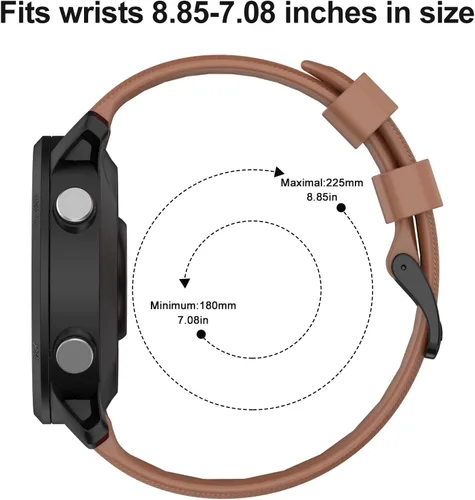 Miniatura 6 de ISABAKE Correa de reloj para Garmin Forerunner 955/945/745, correa de repuesto de silicona de 0.866 in para pulseras Fenix 5/6/Approach S60 Marrón