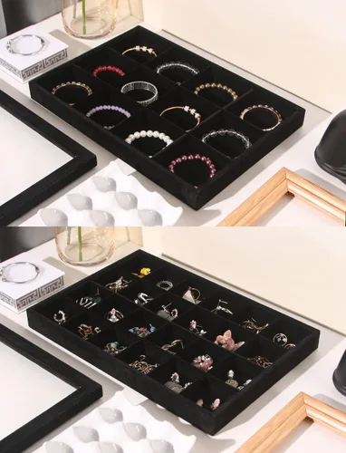 Miniatura 3 de Coward Juego de 5 bandejas apilables para organizar joyas, para collares, aretes, caja de almacenamiento, anillo y pulsera, soporte para exhibición