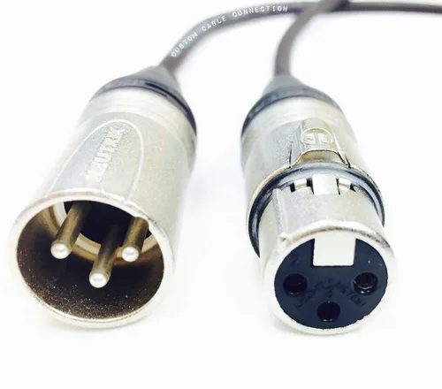 Miniatura 2 de Cable de datos XLR de 24 AWG (calibre) DMX512 de 1 pie de 3 pines macho a hembra para iluminación de escenario, luces LED de subida, luces de DJ