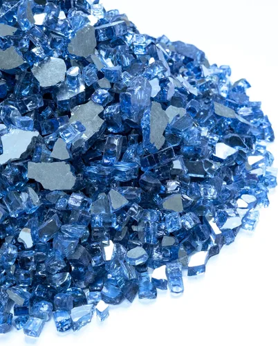 Miniatura 9 de MSI Cristal de fuego azul zafiro, rocas de vidrio templado reflectante de brillo de 1/4 de pulgada de alto para chimenea de propano o gas natural