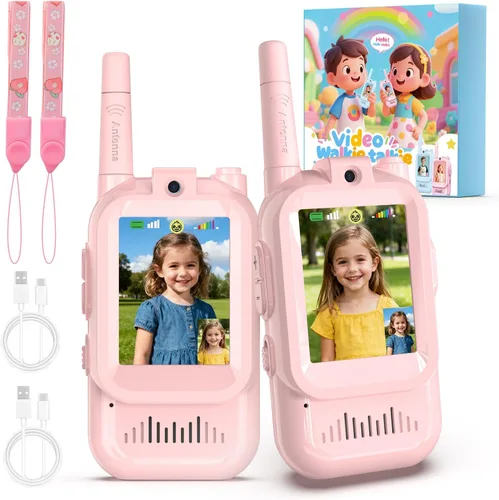 Miniatura 10 de Walkie Talkies de video para niños, paquete de 2 walkie talkies Facetime con cámara HD y cambiador de voz para niños y niñas para juegos familiares