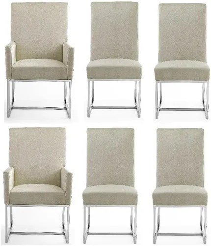 Miniatura 12 de Manhattan Comfort Element Mid Century - Silla de comedor tapizada moderna, juego de 6, color azul