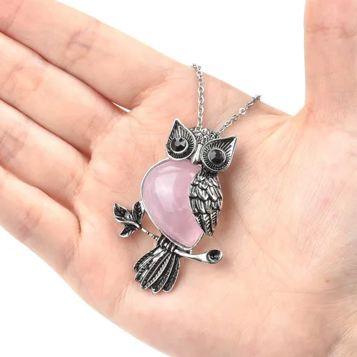 Miniatura 3 de Jovivi Regalos de búho, collar de búho, piedras de cristal curativas, collares con colgante para mujeres y hombres, amatista natural, joyería