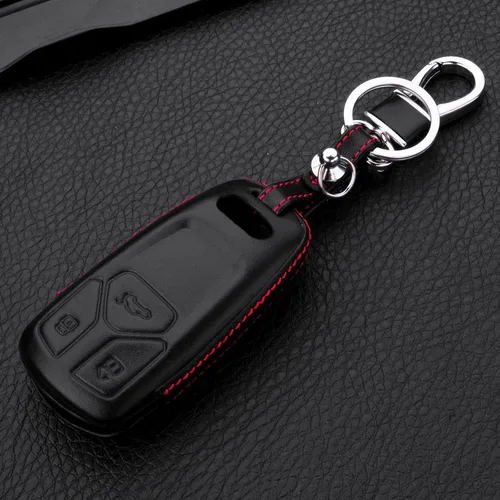 Miniatura 4 de Funda de cuero genuino para llavero de Audi A4 A4L A5 A6 A7 A8 Q5 Q7 R8 RS Q3 RS4 RS5 RS7 S4 S5 S6 S7 S8 SQ5 SQ7 TT TTS TT-RS Key Car Remote Key