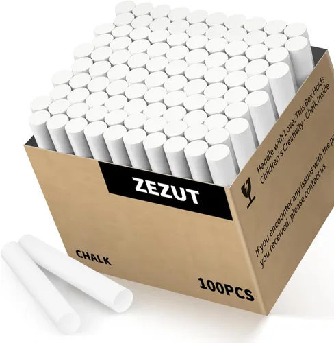 Tiza blanca 100 piezas, tizas de bajo polvo en barra al por mayor para pizarra no tóxicas Blanco