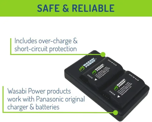 Miniatura 4 de Wasabi Power Batería (paquete de 2) y cargador de batería dual USB-C para Panasonic DMW-BLK22 y Panasonic Lumix G9 II, GH5 II / GH5M2, GH6, GH7, S5