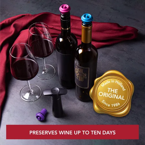 Miniatura 2 de Vacu Vin Juego de 3 tapones de vacío para guardar vino, multicolor, sellado hermético para mantener el vino fresco hasta una semana, compatible